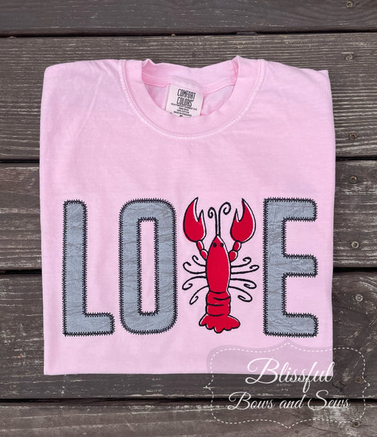 Love Crawfish Applique T-Shirt