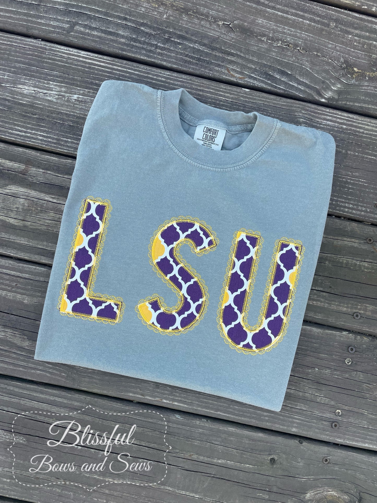 Purple & Gold Lace Applique T-Shirt