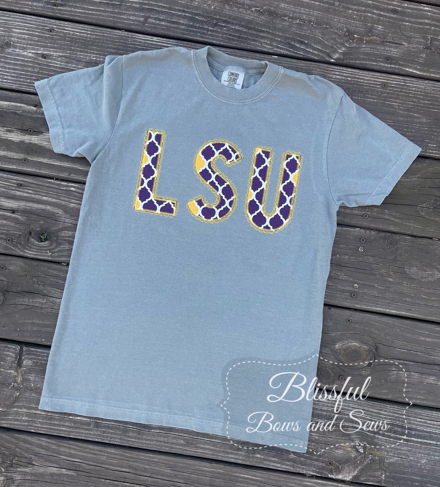 Purple & Gold Lace Applique T-Shirt