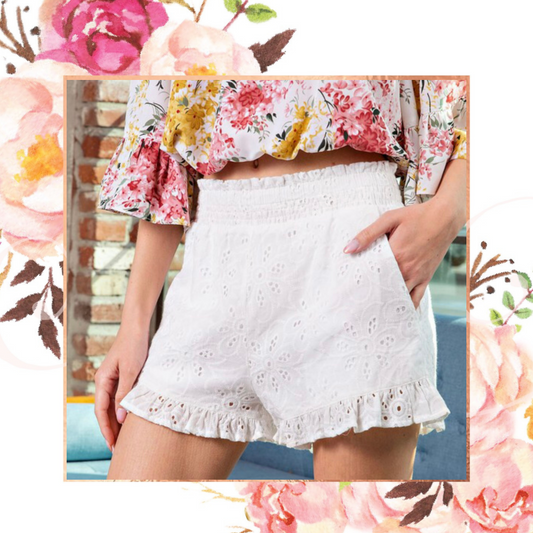 Smocked Eyelet Shorts